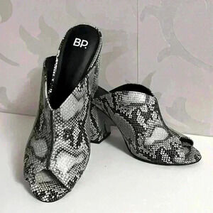 B.P. Snakeskin Heeled Peep Toe Mule NWOT